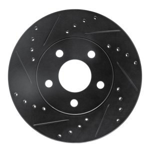 Chevrolet Malibu Brake Rotor (1) - Front Left - R1 Concepts - Drilled & Slotted - Black - `04-`08
